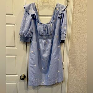 SOLUDOS Woman’s Light Blue Daisy Embroidered Mini Dress Preloved …